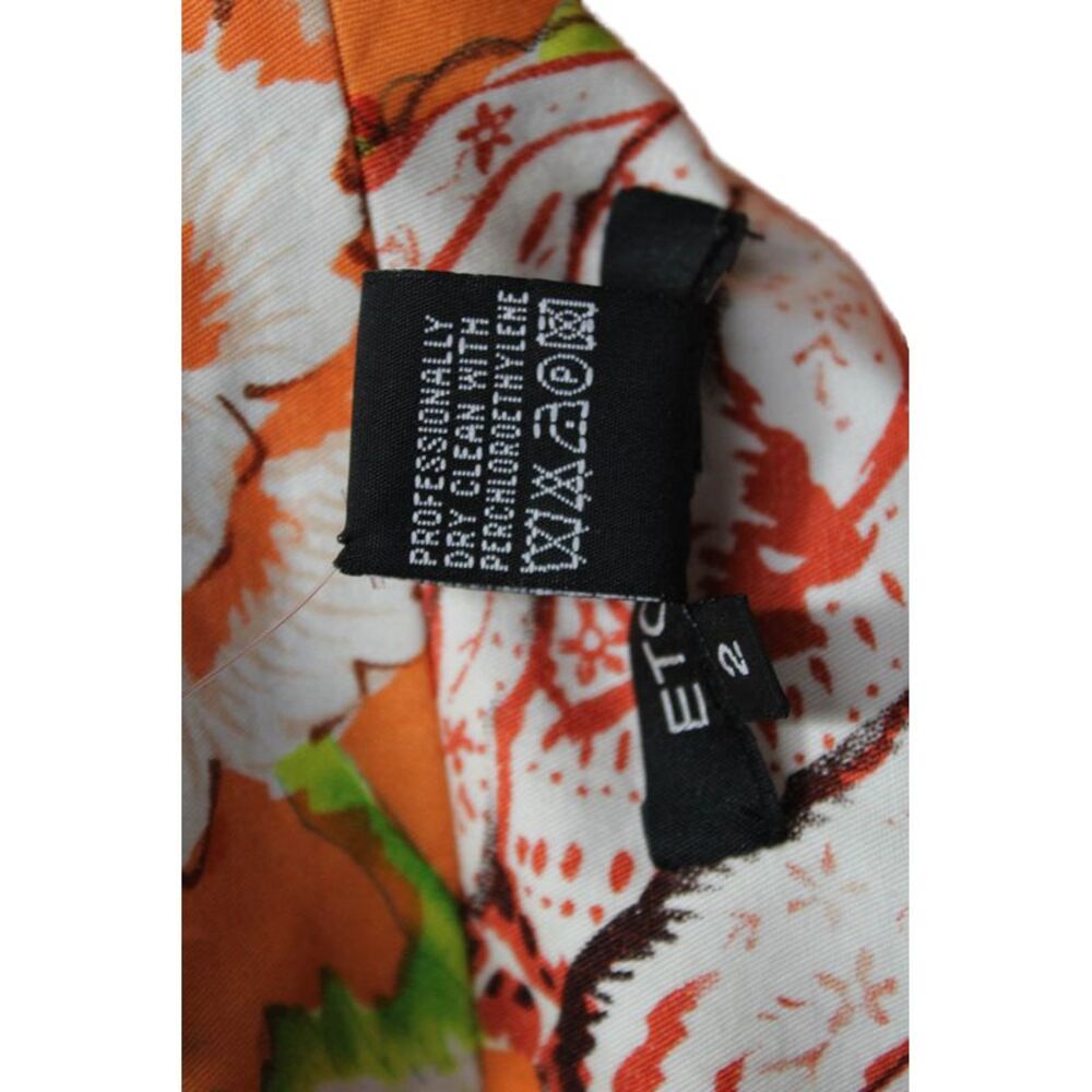 Etcetera Womens Orange Floral Cotton Overcoat Button Long Sleeve Size 2 - Picture 5 of 6